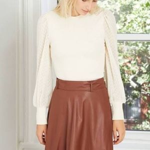 Cream Balloon Sleeve Blouse NWOT XS